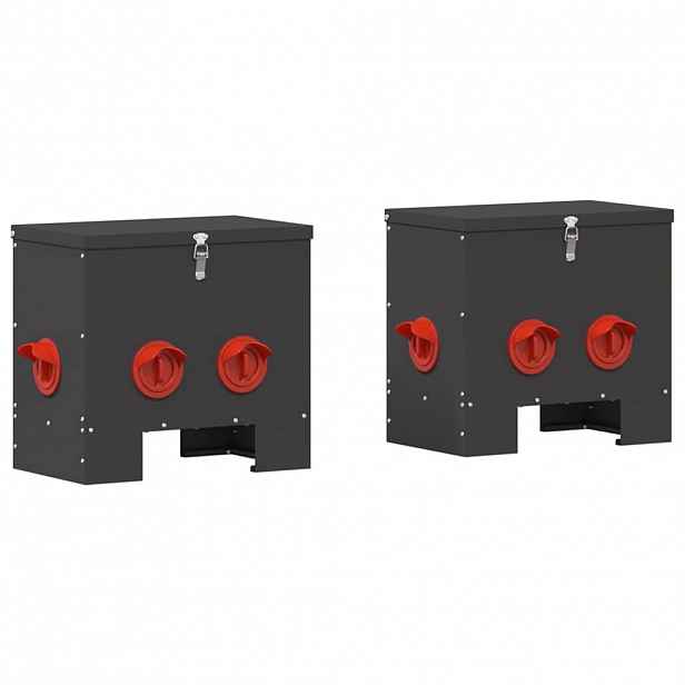 vidaXL Krmítko pro slepice 2 Černá 40,5 x 25 x 38 cm 20 kg