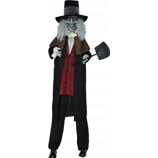 Interaktivní Temný Hrobník S Lopatou Světlo Zvuk Pohyb 230 CM Halloween