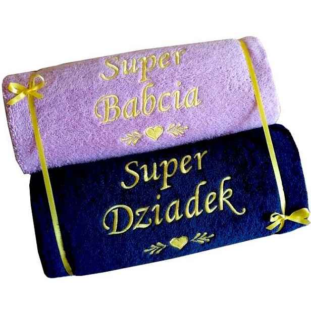 2 ručníky s Nápisem dárek ke Dni Babiček pro Dědečka komplet Výšivka Jméno