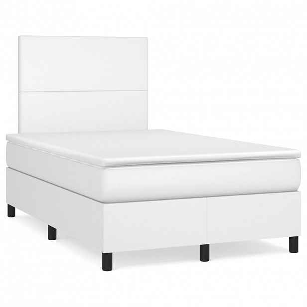 vidaXL Box spring postel s matrací bílá 120x200 cm umělá kůže