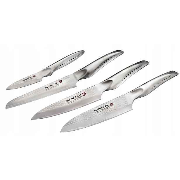 Sada 4 japonských nožů Global Sai SAI-01, SAI-M04, SAI-M02, SAI-S01R