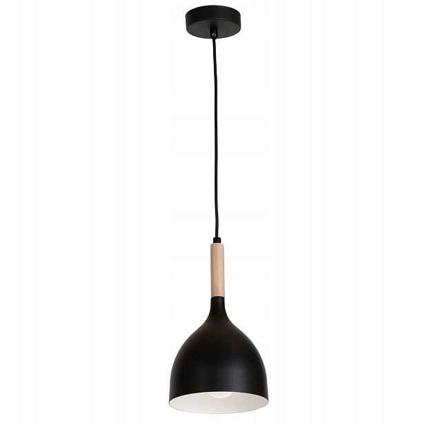 Luminex Závěsná lampa Noak Wood černá/dřevo 1xE27 15W, stmívatelná