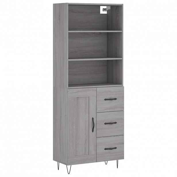 vidaXL Skříň highboard šedá sonoma 69,5 x 34 x 180 cm kompozitní dřevo