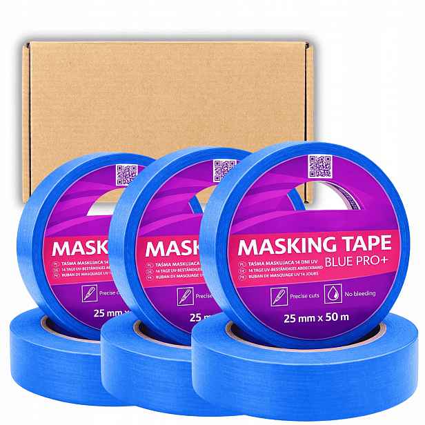 48x Malířská páska Modrá Elastica Pro+ Papírová Uv odolná 25 mm x 50 m