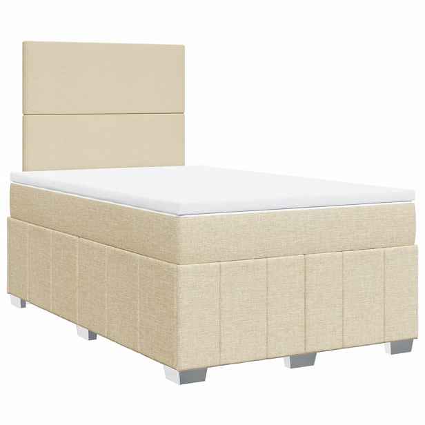 vidaXL Box spring postel s matrací krémová 120x200 cm textil