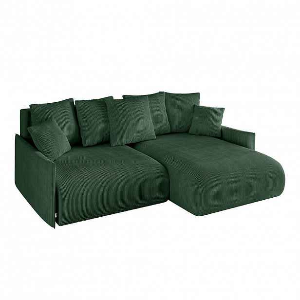 ALTDECOR ROHOVÁ SEDACÍ SOUPRAVA s otomanem vpravo ONESK-L -v1 216x177x72 zelený manšestr