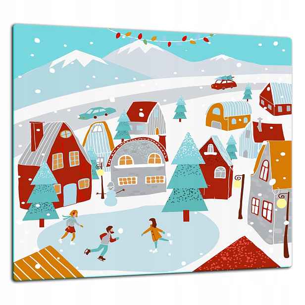 Skleněná Ochranná Deska Panel Lepidlo 65x60 Zima