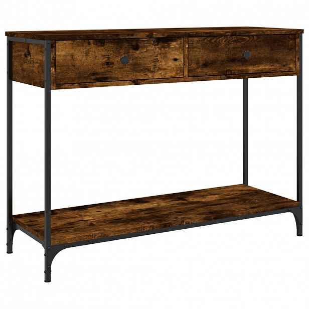vidaXL Konzolový stolek kouřový dub 100x34,5x75 cm kompozitní dřevo