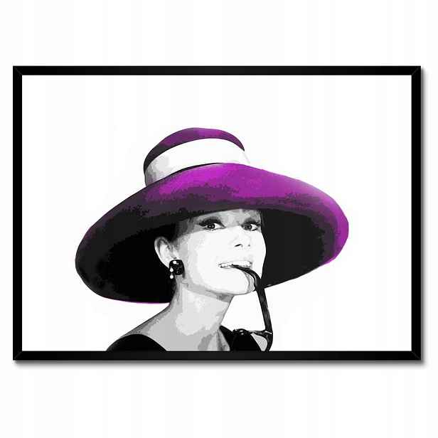 Plakáty v rámu 70x50 Audrey Hepburn Klobouk