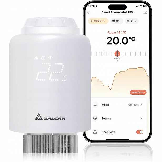 Termostatická kartuše WiFi Tuya Alexa Google sada 3 ks Salcar TRV603