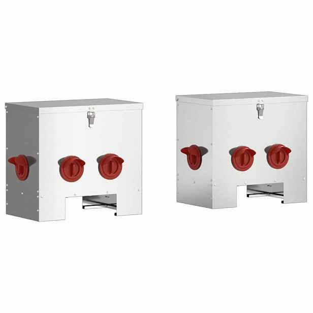 vidaXL Krmítko pro slepice 2 Stříbrná 40,5 x 25 x 38 cm 20 kg
