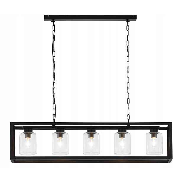 Závěsná lampa Macari Černá Skleněné Stínidla 5xE27 Stropní Svítidlo do pokoje