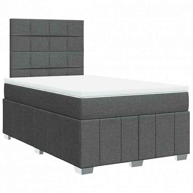 vidaXL Box spring postel s matrací tmavě šedá 120x200 cm textil