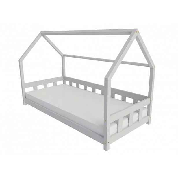 Benlemi Domečková postel PLOTTY s bočním štítem Zvolte barvu: Světle šedá, Zvolte rozměr: 90x180 cm, Zvolte zábranu: S otevřeným vstupem