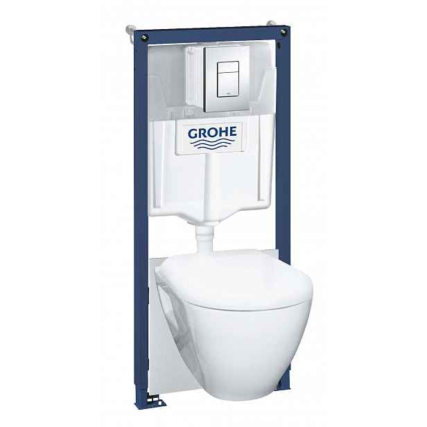 Grohe Solido - Set předstěnové instalace, klozetu a sedátka softclose, tlačítko Skate Cosmopolitan, chrom 39468000