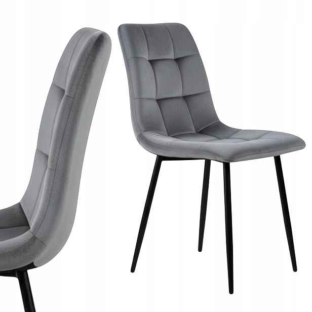Velurové křeslo čalouněné šedou prošívanou látkou Velvet Moderní do pokoje