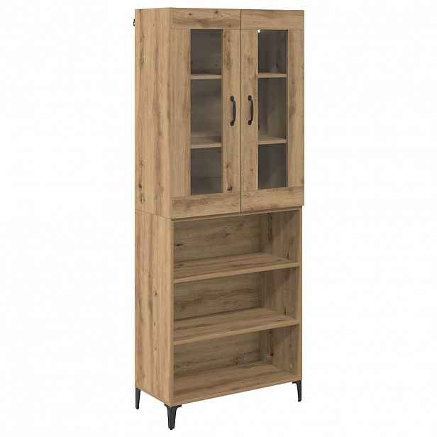 vidaXL Vysoký bufet Artisanový dub 69,5 x 34 x 180 cm Kompozitní dřevo