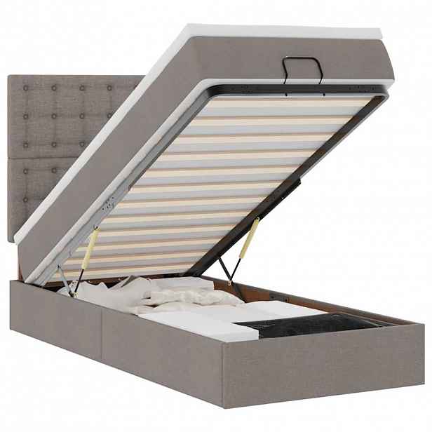 vidaXL Osmanská postel s matrací & LED taupe 90x200 cm látka