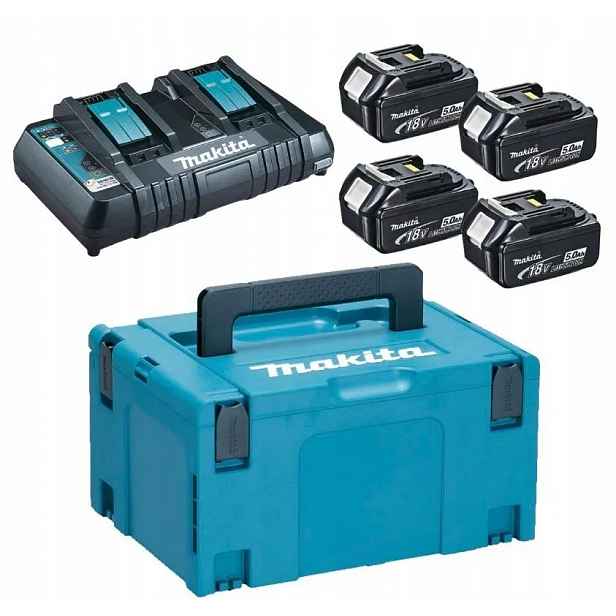Makita Napájecí Sada 18V Kufr 4x 5.0Ah BL1850B Nabíječka DC18RD