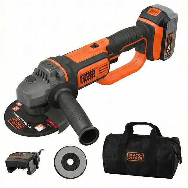 Úhlová bruska 18V 125 mm Black&Decker s akumulátorem 4.0 Ah BCG720M1-QW