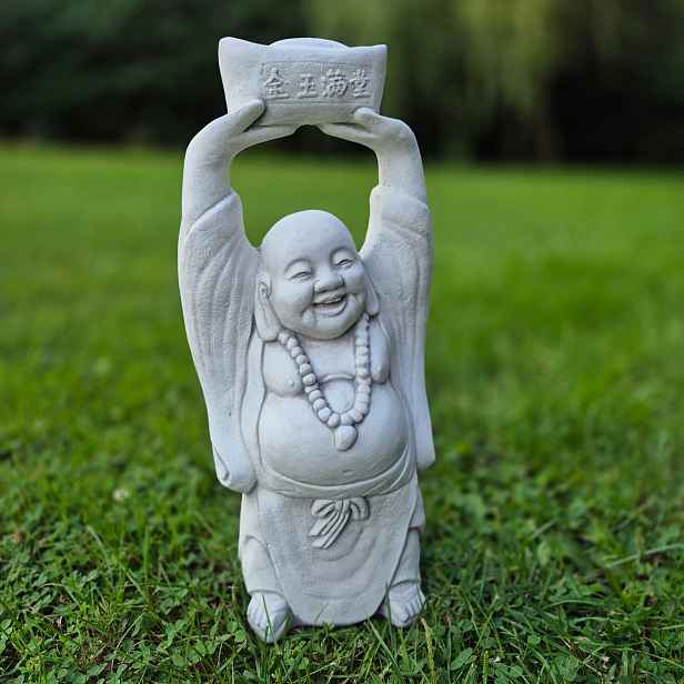 Veselý Buddha Betonová figurka, Mnich, Zahradní figurka, 41 cm, 8 kg