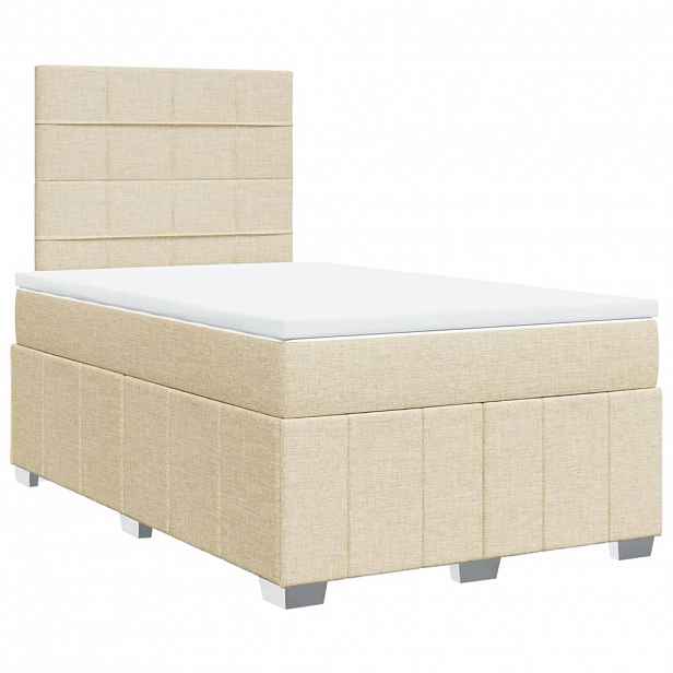 vidaXL Box spring postel s matrací krémová 120x200 cm textil