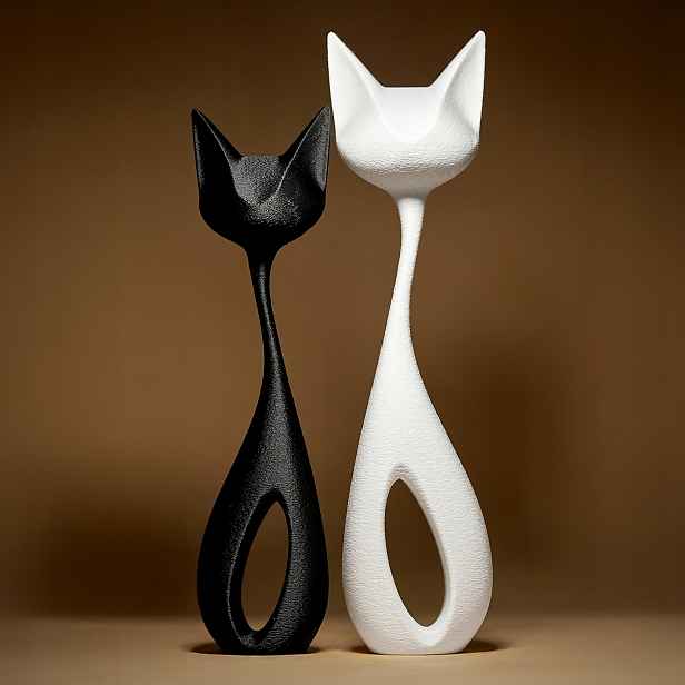 Dvě kočky Moderní abstrakce Figurka Soška Dárek Socha 3D tisk