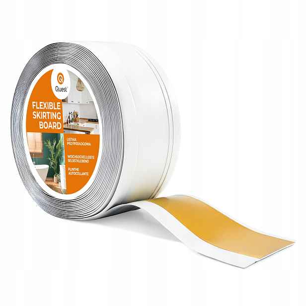 Podlahová lišta samolepicí Pvc, lišta Dekor, 70x20 mm, bílá 25 m