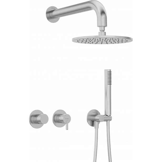 Podomítkový sprchový set s vodorovnou baterií, mosazná hlavice