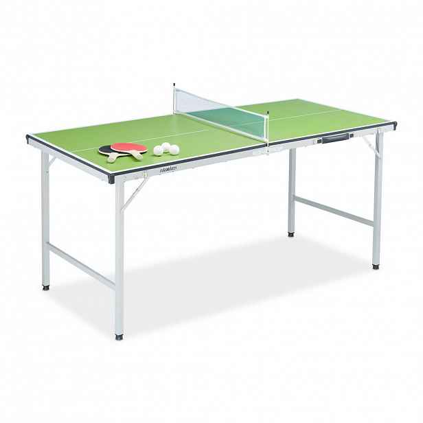 Relaxdays STŮL Zelený Stříbrný na stolní tenis skládací 150x70 cm