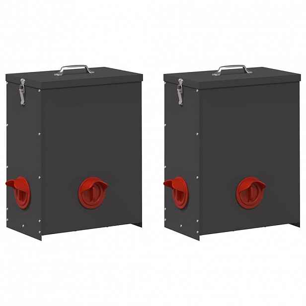 vidaXL Krmítko pro slepice 2 Černá 32,5 x 20,5 x 43 cm 25 kg