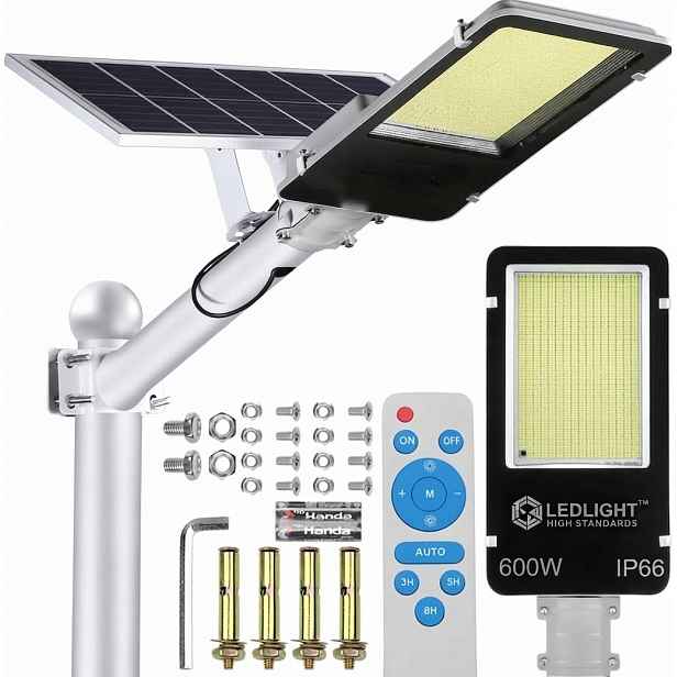 Výkonná Solární Lampa 600W Pouliční Soumrakový Senzor Pro Zahrady