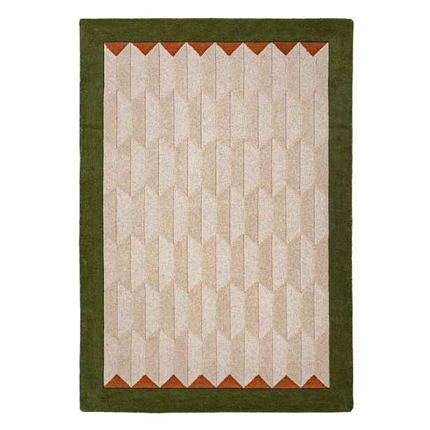 Zelený/v přírodní barvě ručně tkaný vlněný koberec 200x290 cm Apex Border Wool – Flair Rugs