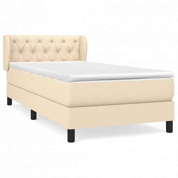 vidaXL Box spring postel s matrací krémová 80 x 200 cm textil