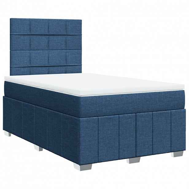 vidaXL Box spring postel s matrací modrá 120x200 cm textil