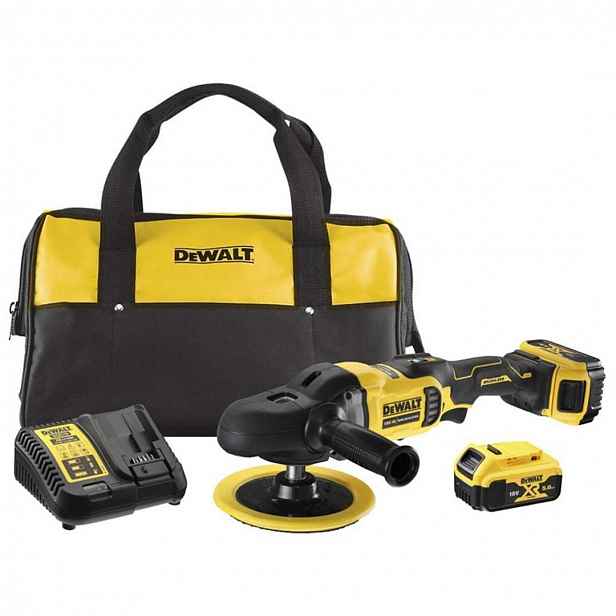 DeWALT - 18V AKU leštička 125-180 mm, 2x aku 5,0 Ah XR, nabíječka DCM849P2