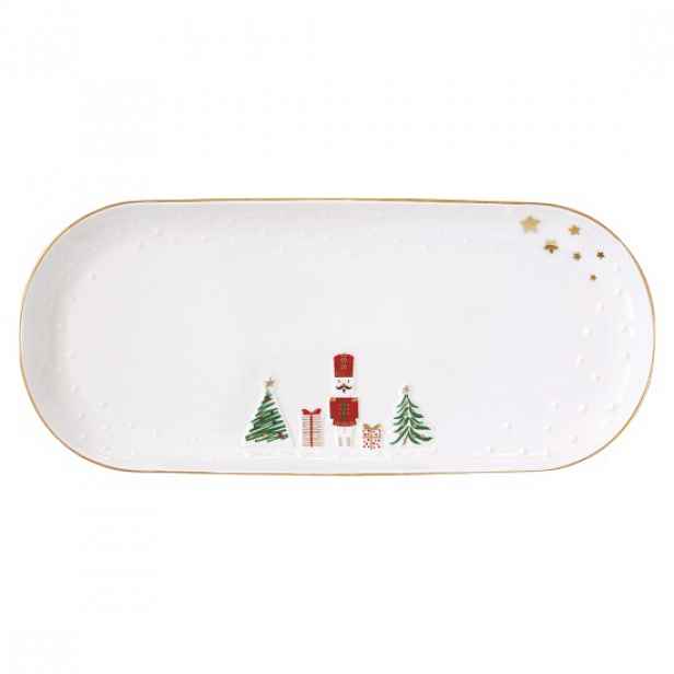 Porcelánový podnos s reliéfním vzorem, 34,5 x 15 cm, "Let it Snow" - E