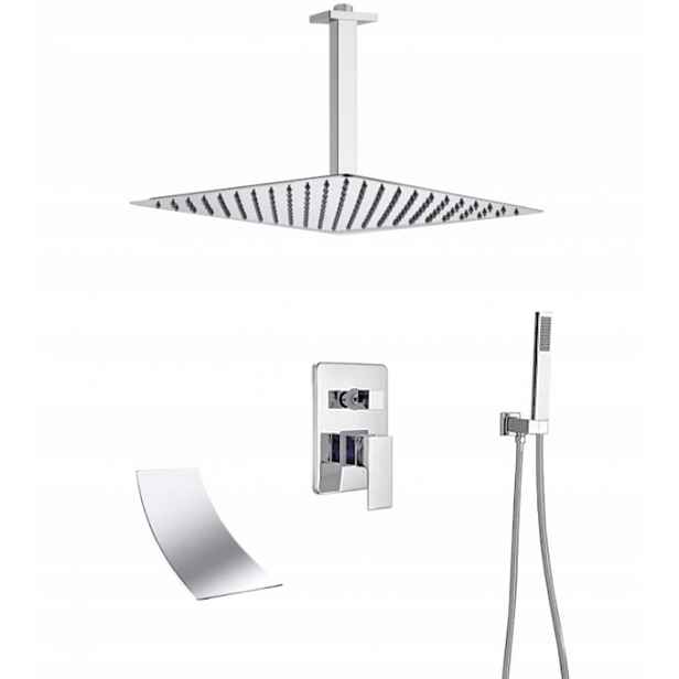Sprchový Set Podomítkový Vodopád Chrom Dešťová Sprcha 40 cm