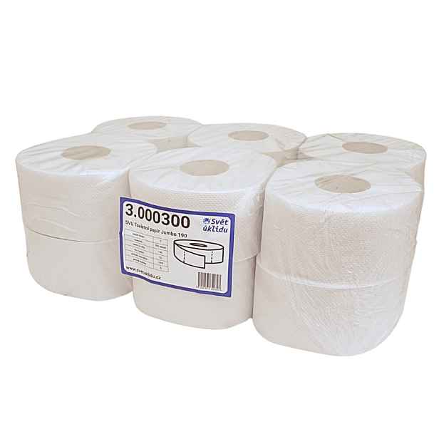 SVU Toaletní papír Jumbo 190, 2-vrstvý, recykl 75%, (bal. 12 ks) 0300