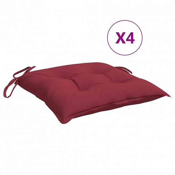 vidaXL Podušky na židli 4 ks vínové 40 x 40 x 7 cm látka oxford