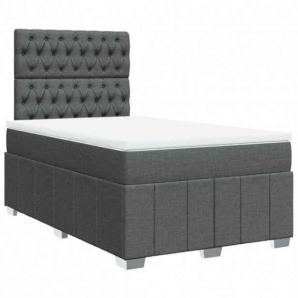 vidaXL Box spring postel s matrací tmavě šedá 120x200 cm textil