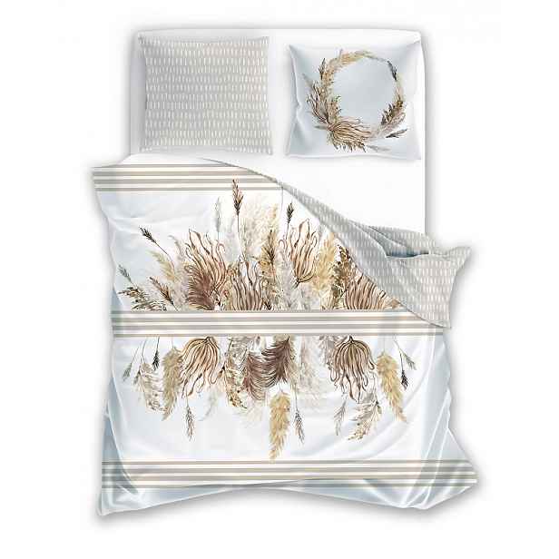 Saténové Povlečení 200x220 Boho 03 pampasová tráva