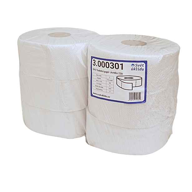 SVU Toaletní papír Jumbo 230, 2-vrstvý, recykl 75%, (bal. 6 ks) 0301