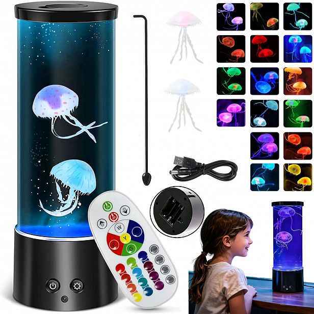 Usb Led Medúzová Lampa 17 Barev S Dálkovým Ovládáním, Lávová Lampa Jellyfish, 4 Režimy