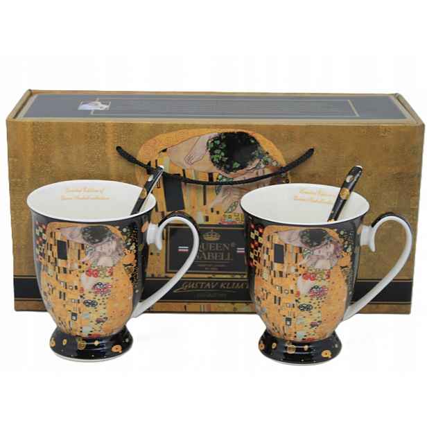 Sada porcelánových hrnků s motivem „Polibek“ Gustava Klimta – 300 ml