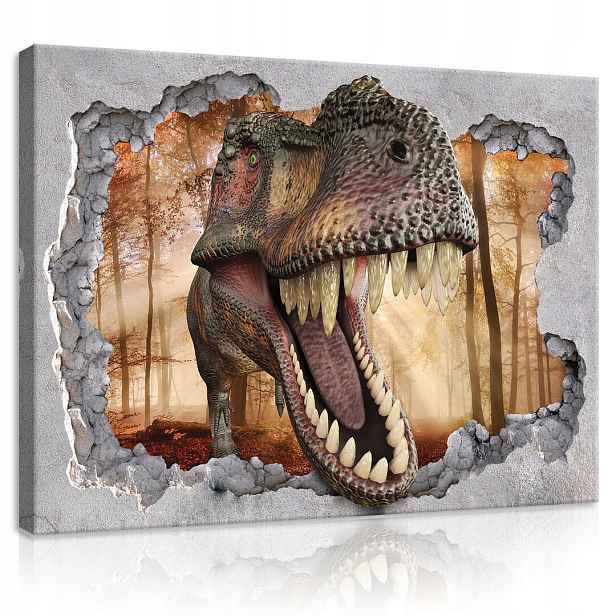 Obraz Na Plátně Canvas 80x60 Dinosaurus 3D Díra