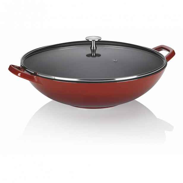 Červená litinová WOK pánev Kela Calido, ø 36 cm