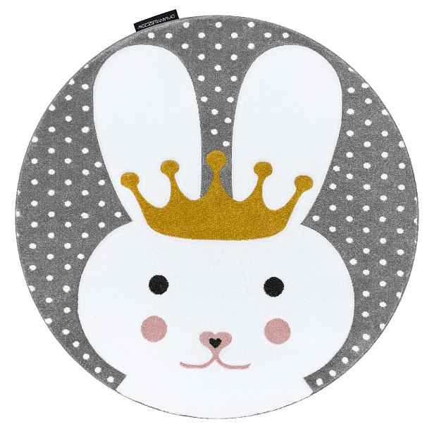 Dětský kusový koberec Petit Bunny grey kruh, 160x160 (průměr) kruh, šedá, dětský pokoj, Dywany Łuszczów