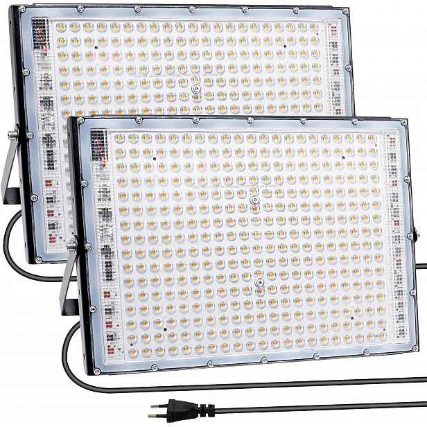 Led reflektor 300 W Venkovní reflektor IP65, teplý, bílý, sada 2 ks