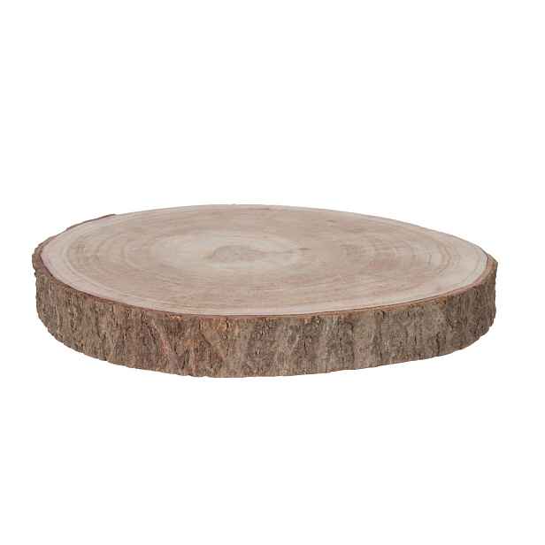 Přírodní hnědá dřevěná podložka/ plát stromu Paulownia S - Ø 25*3 cm J-Line by Jolipa